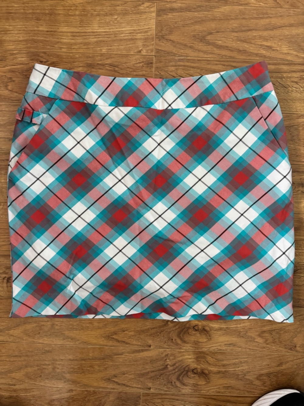 Plaid Royal & Awesome golf Skirt skort in Turquoise Coral white -adorable!
